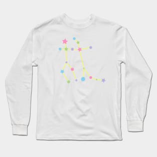 Gemini Zodiac Constellation in Rainbow Pastels Long Sleeve T-Shirt